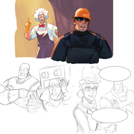 Studies: From the TF2 Comic - Just to learn how to draw them
