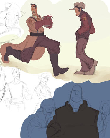 Studies + Sketches: From the TF2 Comic and from Imagination